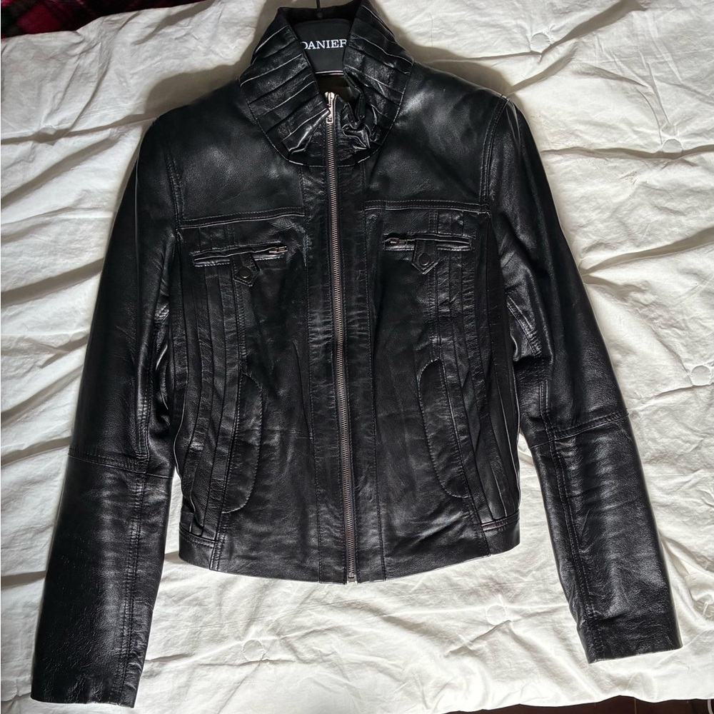 Danier Black Leather Jacket Edgy Contemporary Design